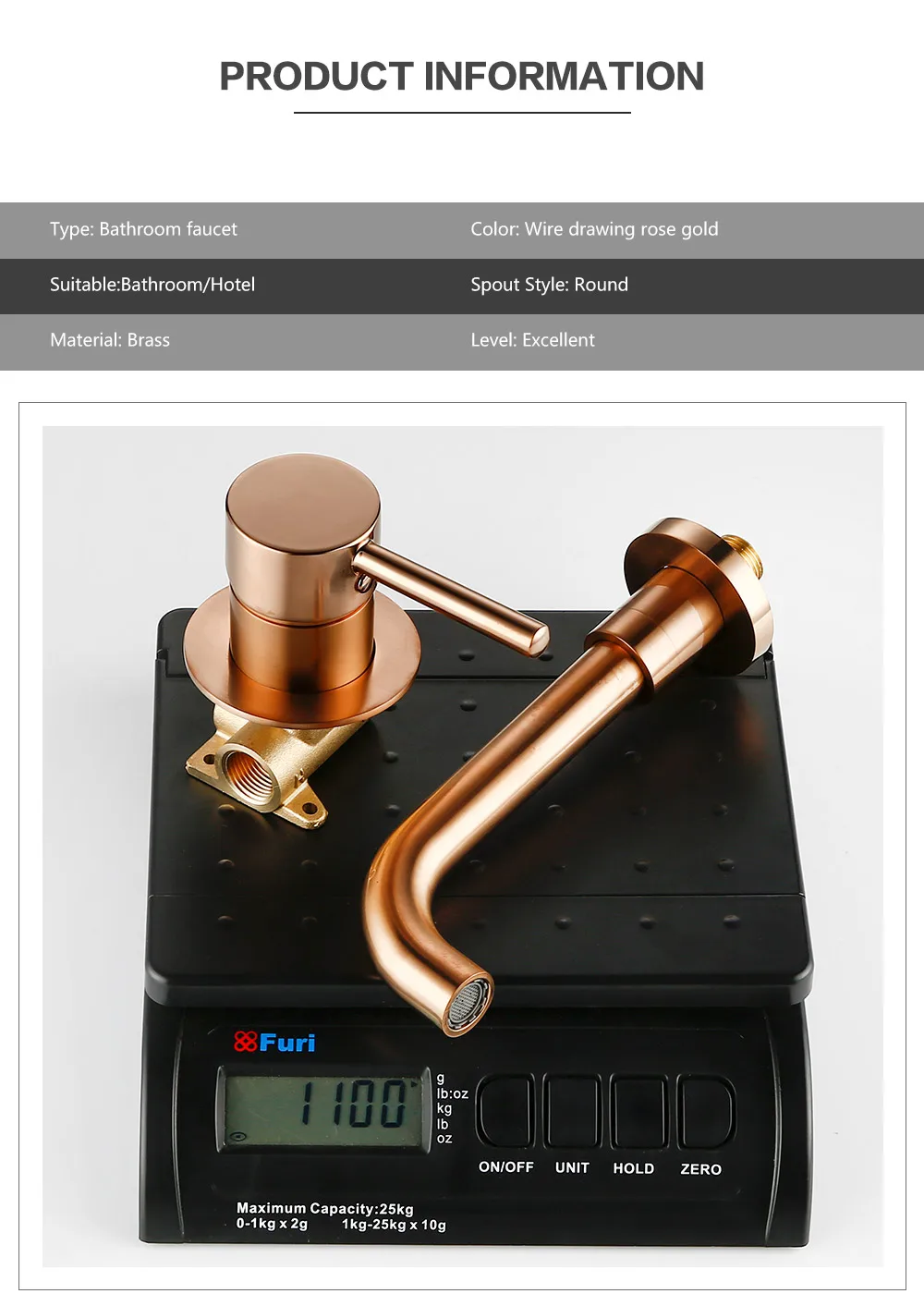 Bagnolux Polished Or Brushed Rose Gold Bathroom Faucet Brass Round Hole Concealed Type Household Hot Cold Bathroom Faucet