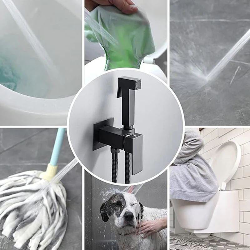 ALENARTWATER Bathroom Black Bidet Faucet Shower Tap Cold Hot Water Mixer Crane Sprayer Head Tap Toilet Faucets