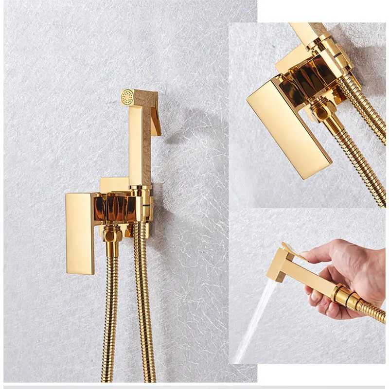 ALENARTWATER Bathroom Black Bidet Faucet Shower Tap Cold Hot Water Mixer Crane Sprayer Head Tap Toilet Faucets