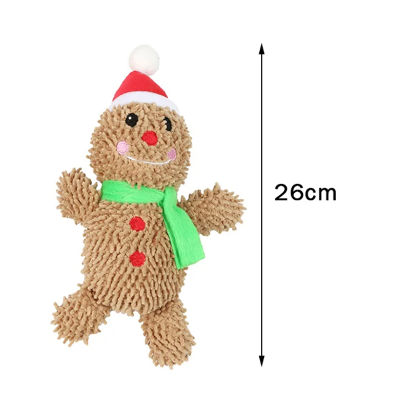 Xmas Pet Dog Plush Noise Chewing Toy Santa Elk Gingerbread Man Donut Cat Dog Christmas Series Cartoon Dog Toy Plush Squeak Toy