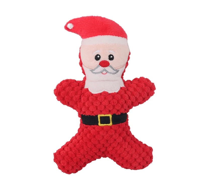 Xmas Pet Dog Plush Noise Chewing Toy Santa Elk Gingerbread Man Donut Cat Dog Christmas Series Cartoon Dog Toy Plush Squeak Toy