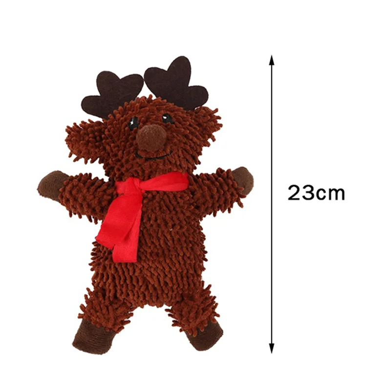 Xmas Pet Dog Plush Noise Chewing Toy Santa Elk Gingerbread Man Donut Cat Dog Christmas Series Cartoon Dog Toy Plush Squeak Toy