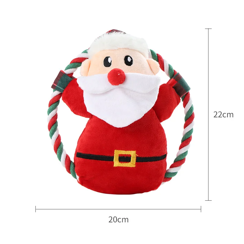 Xmas Pet Dog Plush Noise Chewing Toy Santa Elk Gingerbread Man Donut Cat Dog Christmas Series Cartoon Dog Toy Plush Squeak Toy