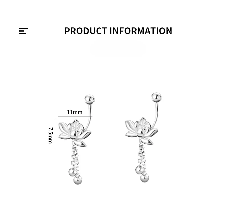 YILUOCD 925 Sterling Silver Lotu Flower Stud Earrings Vintage Tassel Flower Earrings for Women Cute Sweet Irregular Jewelry