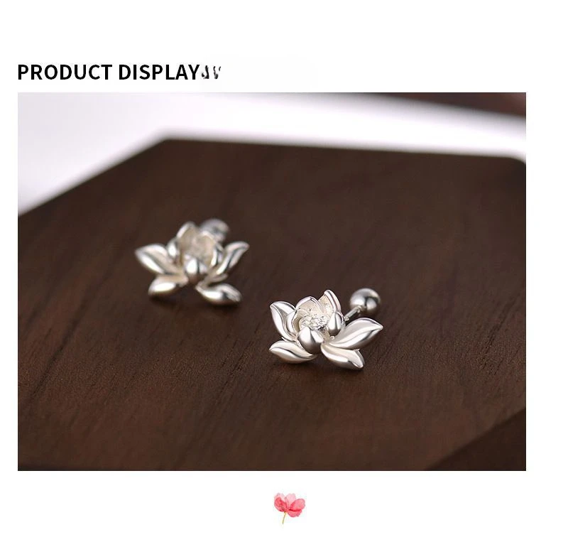 YILUOCD 925 Sterling Silver Lotu Flower Stud Earrings Vintage Tassel Flower Earrings for Women Cute Sweet Irregular Jewelry