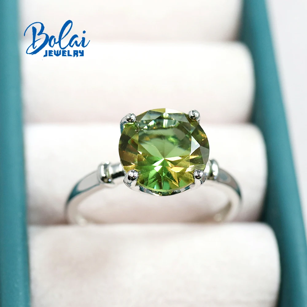 925 Sterling Silver Ring with Color Diaspore Zultanite Round 10mm Created Gemstone Fine Jewelry for Women Daily Wear Nice Gift