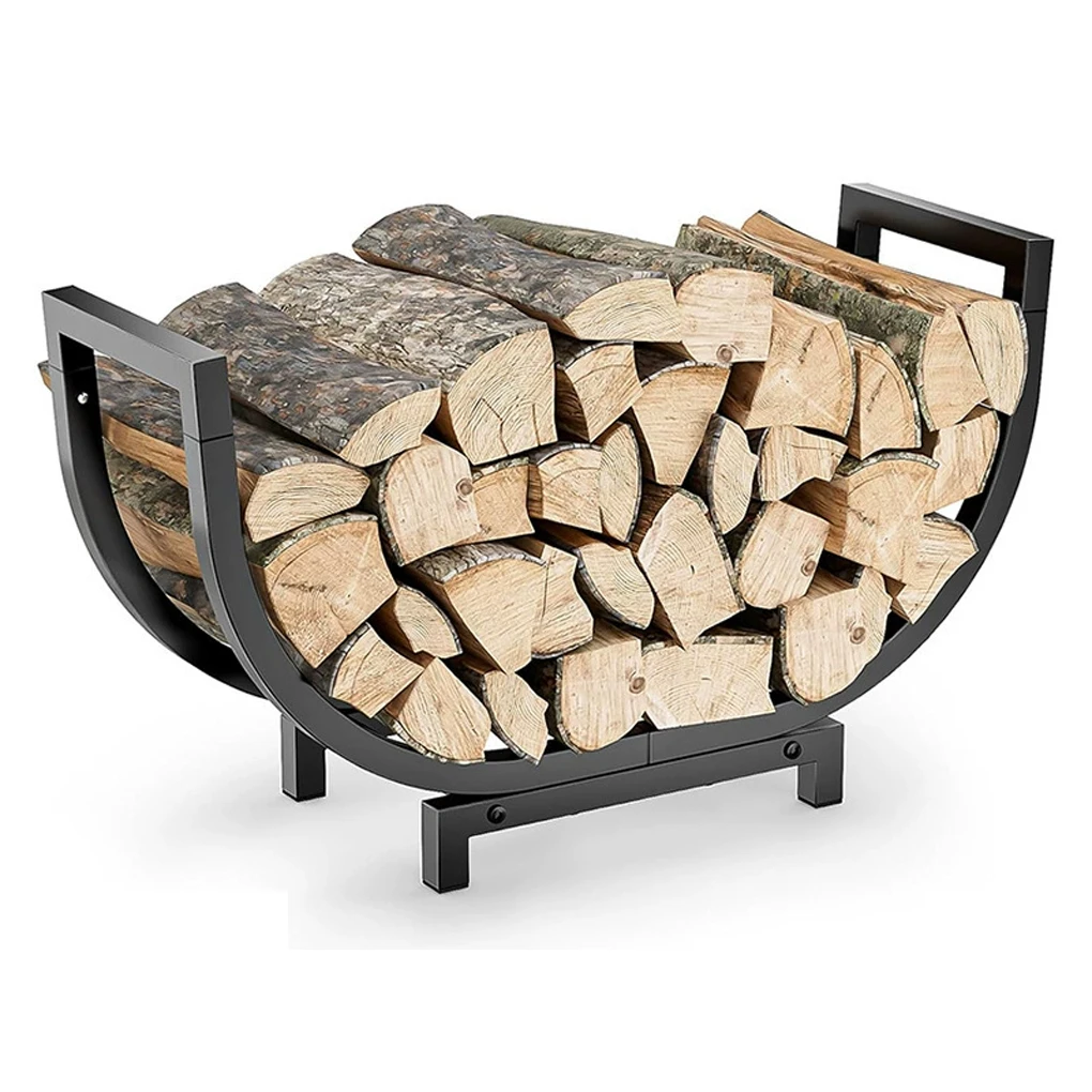 Steel Indoor Firewood Rack Multi-purpose Log Holder Rust Proof For Backyard Deck Fireplace Campfire Kindling Storage Tool