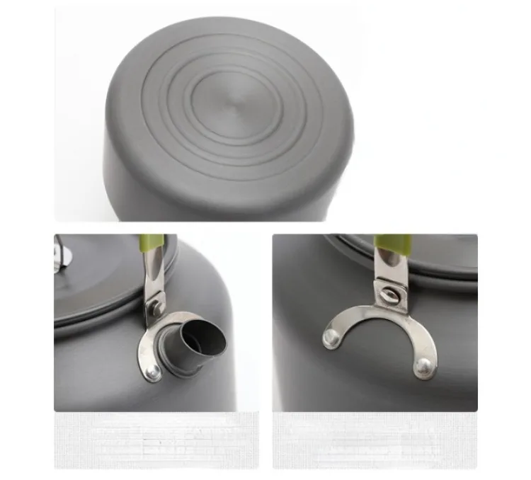 0.8L/1.1L/1.2L/1.6L/2L/2.5L Aluminum alloy Portable Outdoor Camping Coffee and Tea Kettle for Hiking Fishing Picnic and Cooking