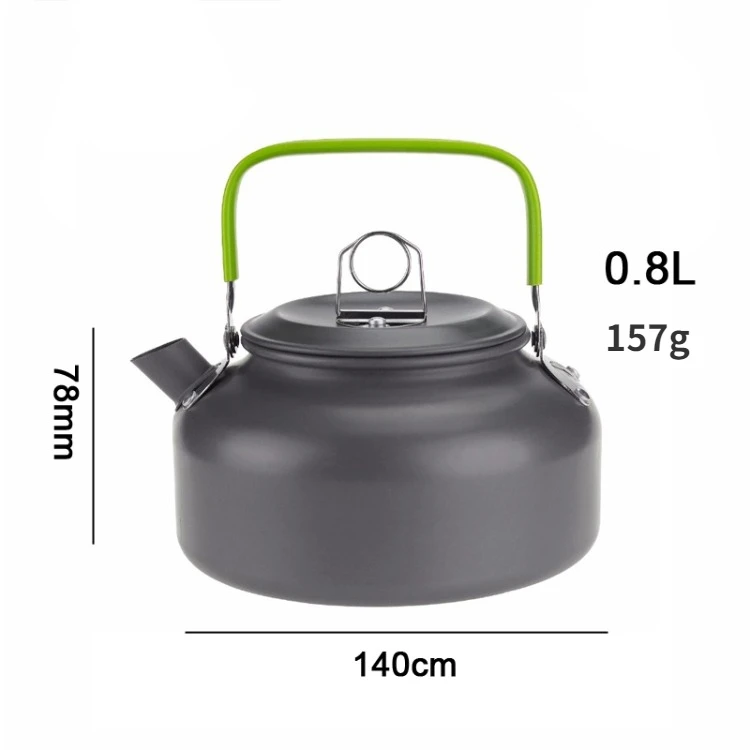 0.8L/1.1L/1.2L/1.6L/2L/2.5L Aluminum alloy Portable Outdoor Camping Coffee and Tea Kettle for Hiking Fishing Picnic and Cooking