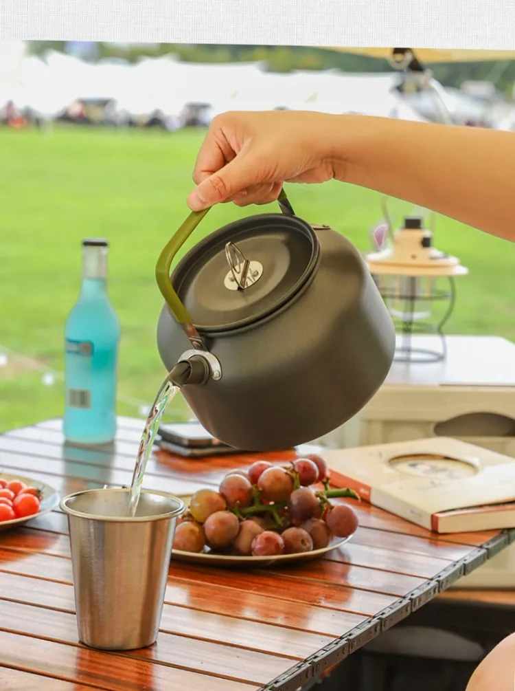 0.8L/1.1L/1.2L/1.6L/2L/2.5L Aluminum alloy Portable Outdoor Camping Coffee and Tea Kettle for Hiking Fishing Picnic and Cooking