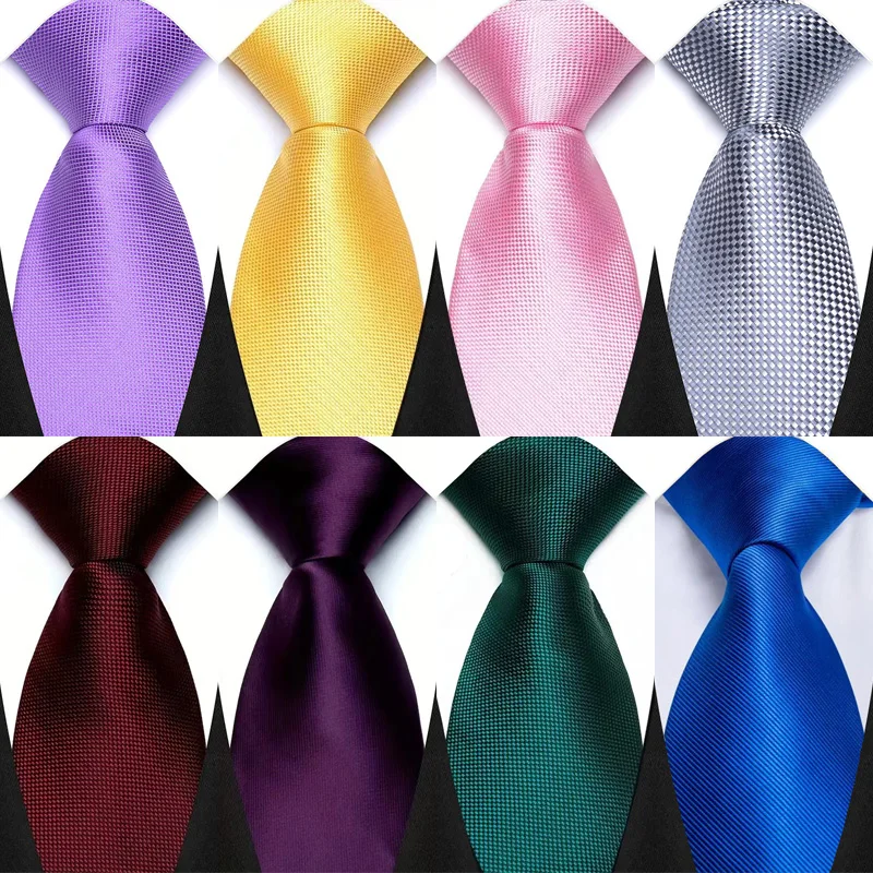 New 8CM Mens Tie Necktie Yellow Pink Blue Wine Red Solid Color Neck Ties For Man Jacquard Woven Ascot Business Party Accessories