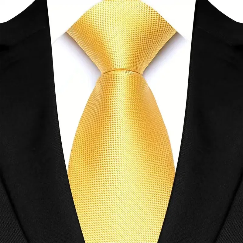 New 8CM Mens Tie Necktie Yellow Pink Blue Wine Red Solid Color Neck Ties For Man Jacquard Woven Ascot Business Party Accessories