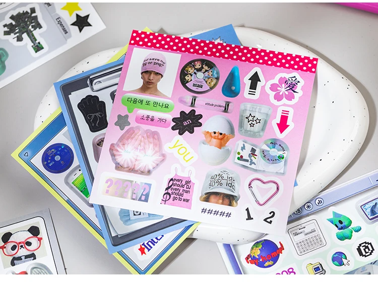 20sheet Japanese Childhood Memories Series Flash Film Die Cutting Sticker Book DIY Scrapbook Diary Album Aesthetic Stationery