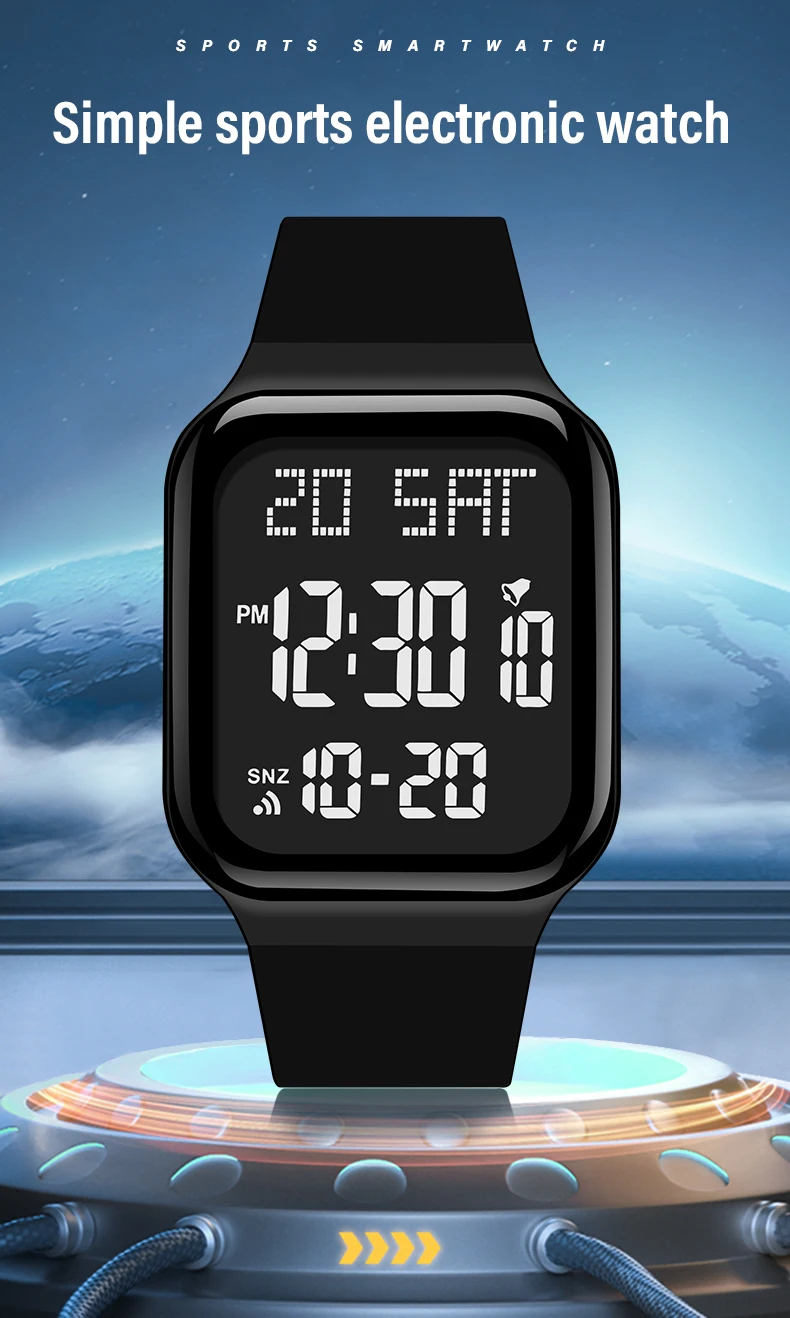 Student Watch Fashion Casual Sports Watch LED Luminous Waterproof Digital Display Electronic Watch Unisex