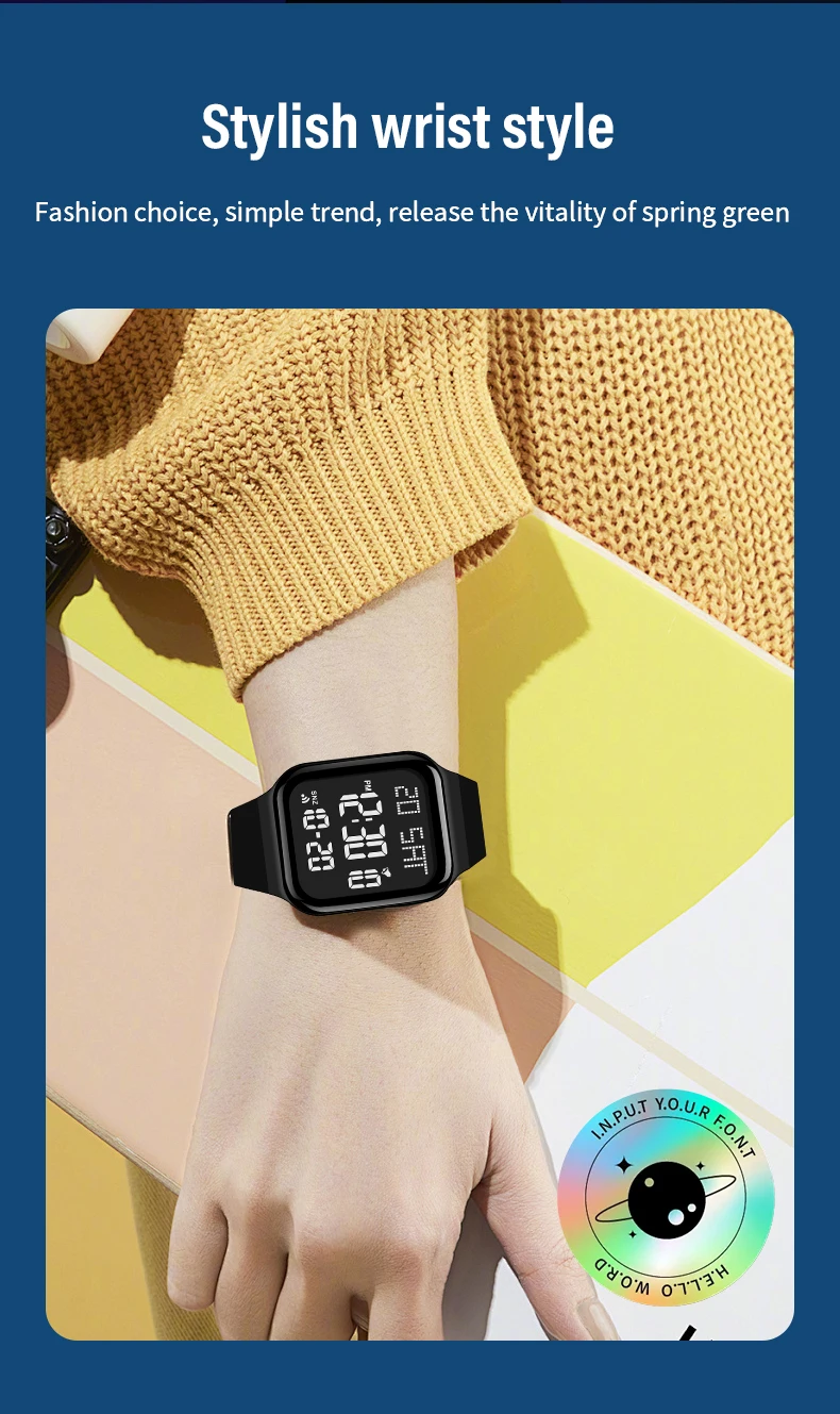 Student Watch Fashion Casual Sports Watch LED Luminous Waterproof Digital Display Electronic Watch Unisex