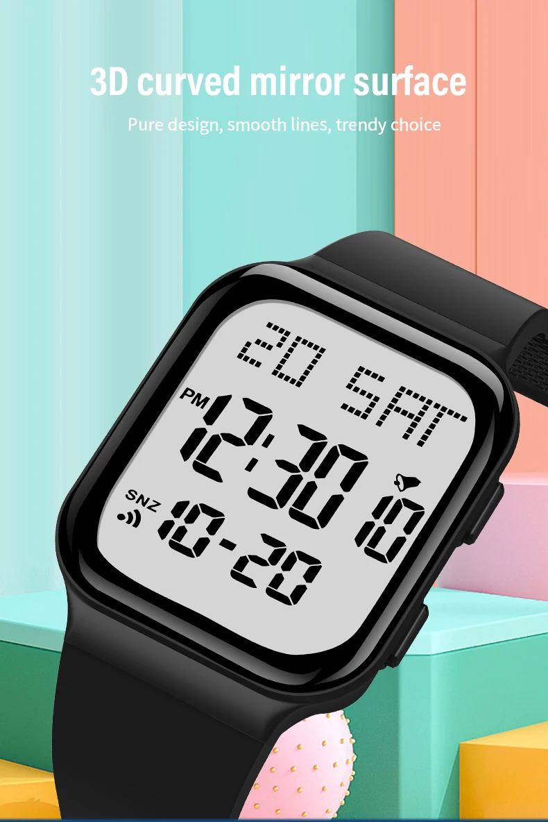 Student Watch Fashion Casual Sports Watch LED Luminous Waterproof Digital Display Electronic Watch Unisex