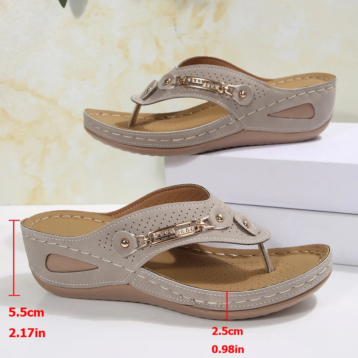 Summer Womens Orthopedic Sandals Orthopedic Flip-Flops With Arch Support Thick Sole Slippers Non-Slip For Daily Wear Beach