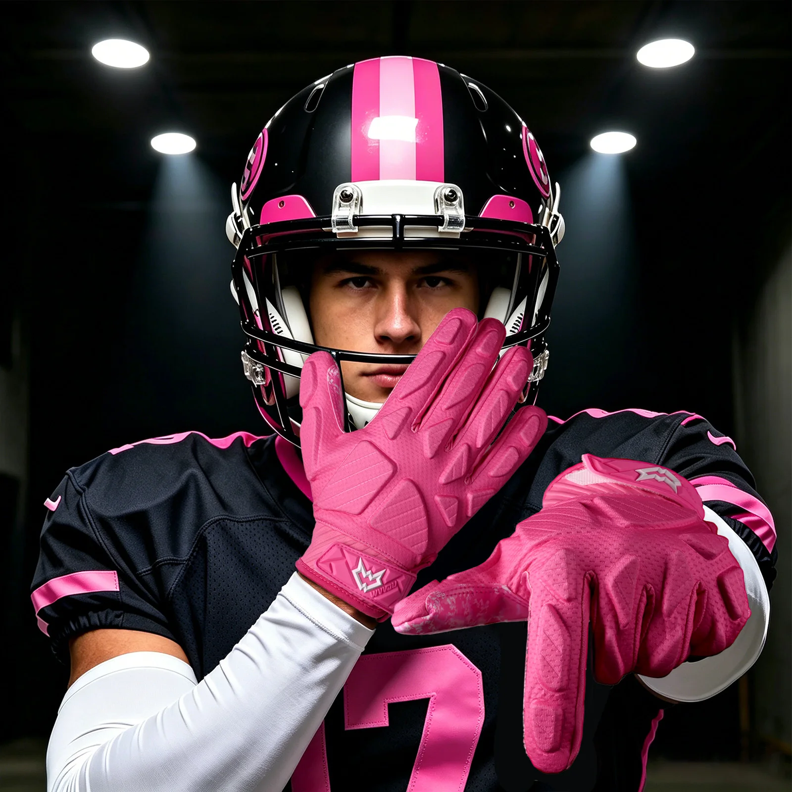 A Pair of Wvvou Football Catching Gloves, Thickened Cushioning Anti-Collision Pads, 3D Cut Training Gloves, Professional Gloves for Improving Grip and Catching