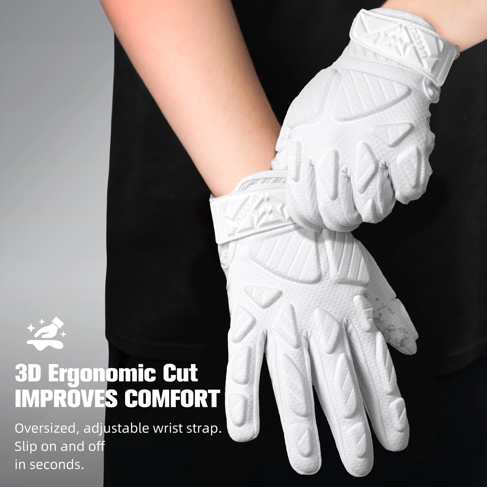 A Pair of Wvvou Football Catching Gloves, Thickened Cushioning Anti-Collision Pads, 3D Cut Training Gloves, Professional Gloves for Improving Grip and Catching