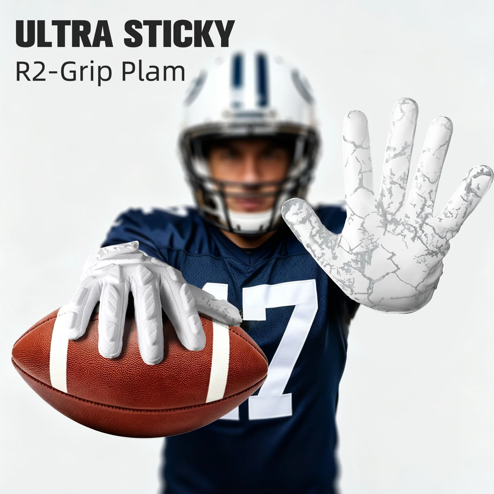 A Pair of Wvvou Football Catching Gloves, Thickened Cushioning Anti-Collision Pads, 3D Cut Training Gloves, Professional Gloves for Improving Grip and Catching