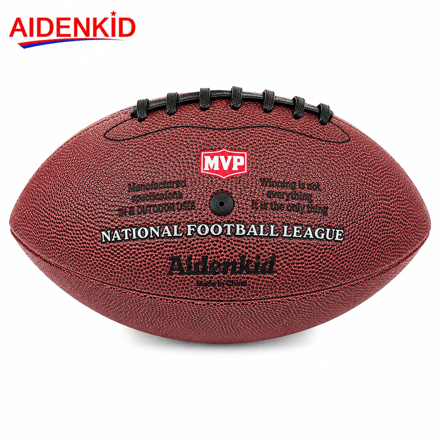 AIDENKID Size 9 American Football PU Leather Official Size Outdoor Training Match Ball for Adults