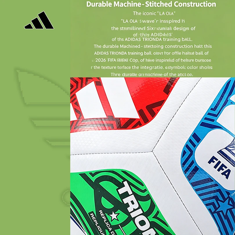 Adidas WC TRN TRIONDA 2026 FIFA World Cup Size 5 Training Soccer Ball Wear Resistant JD8032
