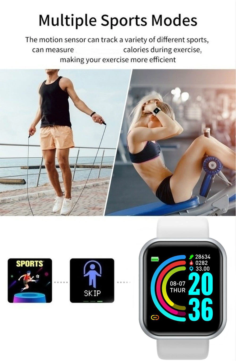 Woman Smart Watch Men Sport Wristband Fitness Monitoring Track Heart Rate Call Reminder Message Push Smartwatch Weather Children