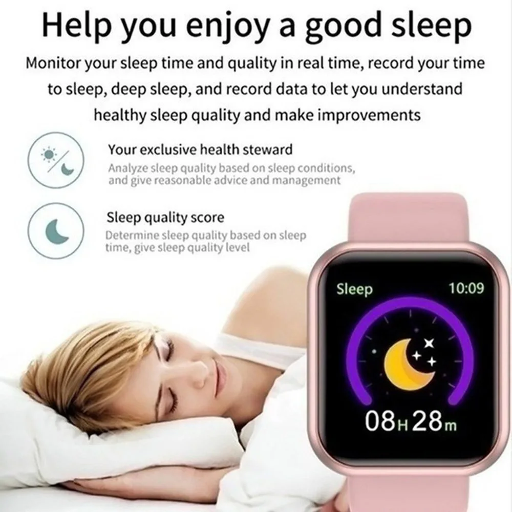 Woman Smart Watch Men Sport Wristband Fitness Monitoring Track Heart Rate Call Reminder Message Push Smartwatch Weather Children