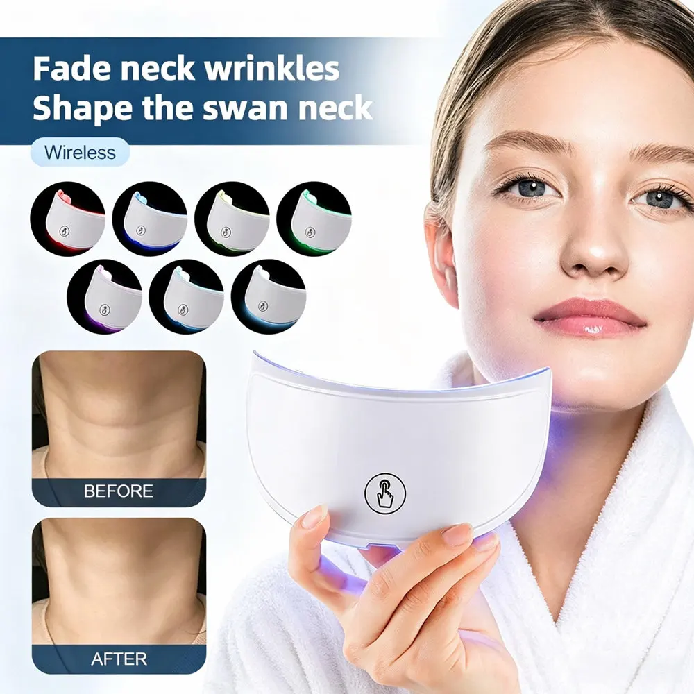 Neck LED Mask 7 Colors Photon Anti-Wrinkle Skin Brightening Neck Beauty Mask Skin Tightening Lifting Neck Daily Beauty Care