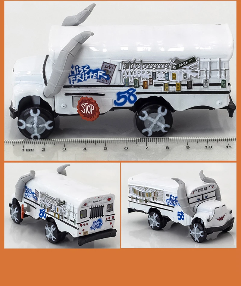 Cars Toy The Thunder Hollow Speedway Racer Crazy Miss Fritter School Bus Metal Diecasting Toy Car Model Children's Birthday Gift