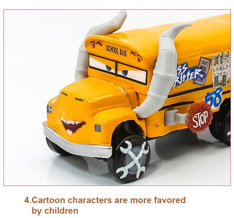 Cars Toy The Thunder Hollow Speedway Racer Crazy Miss Fritter School Bus Metal Diecasting Toy Car Model Children's Birthday Gift