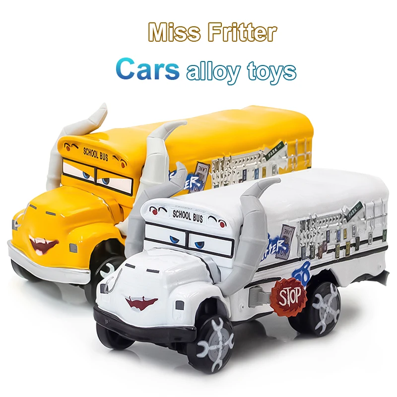 Cars Toy The Thunder Hollow Speedway Racer Crazy Miss Fritter School Bus Metal Diecasting Toy Car Model Children's Birthday Gift