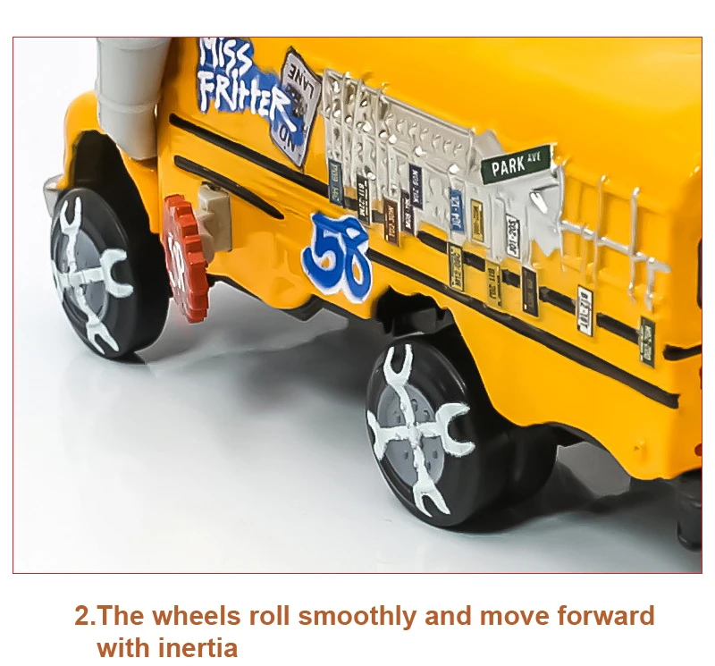 Cars Toy The Thunder Hollow Speedway Racer Crazy Miss Fritter School Bus Metal Diecasting Toy Car Model Children's Birthday Gift