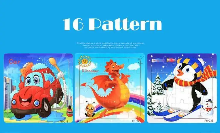 20Piece 3D Wooden Puzzle Cartoon Animal Vehicle Cognitive Jigsaw Puzzle Early Learning Educational Puzzle Toys for Children