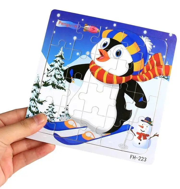 20Piece 3D Wooden Puzzle Cartoon Animal Vehicle Cognitive Jigsaw Puzzle Early Learning Educational Puzzle Toys for Children