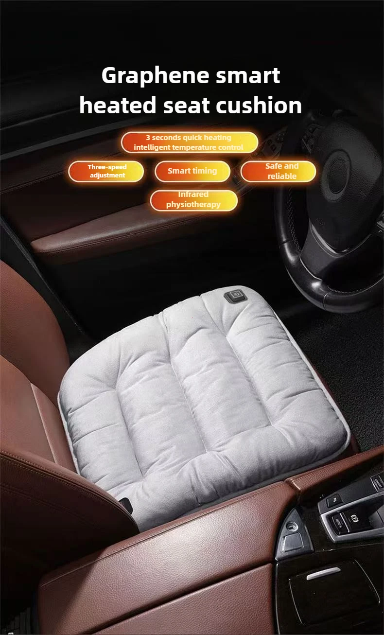 Car Heated Seat Cushion Winter Plush Seat Cushion Quick-Heating For Car, Home, 12V USB Electric Heating Single Pad