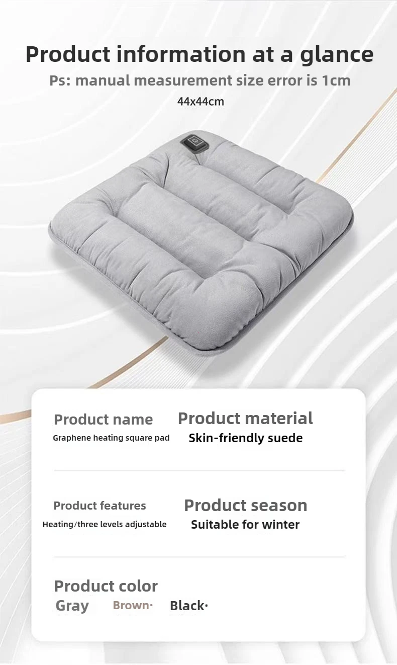 Car Heated Seat Cushion Winter Plush Seat Cushion Quick-Heating For Car, Home, 12V USB Electric Heating Single Pad