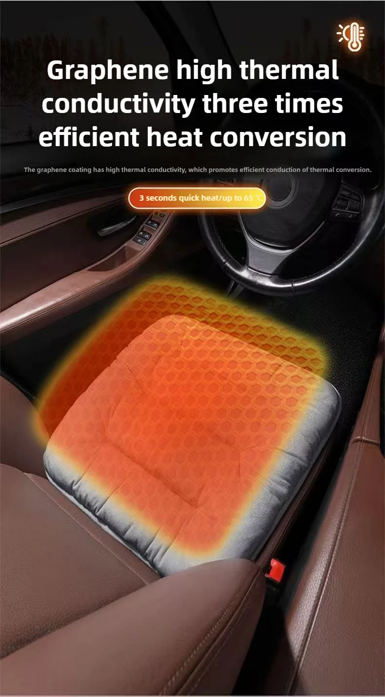 Car Heated Seat Cushion Winter Plush Seat Cushion Quick-Heating For Car, Home, 12V USB Electric Heating Single Pad