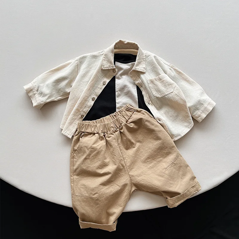 2026 Autumn New Children Long Sleeve Shirts Solid Color Tops Toddler Boys Girls Cotton Clothes Kids Turn-down Collar Shirts