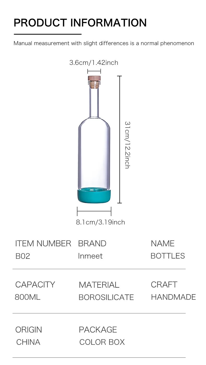 Inmeet Creative Bubble wine Bottle/Bar Juice Bottle/Cocktail Bottle/Oil Bottle With scale Bartender Supplies 800ML 1PCS