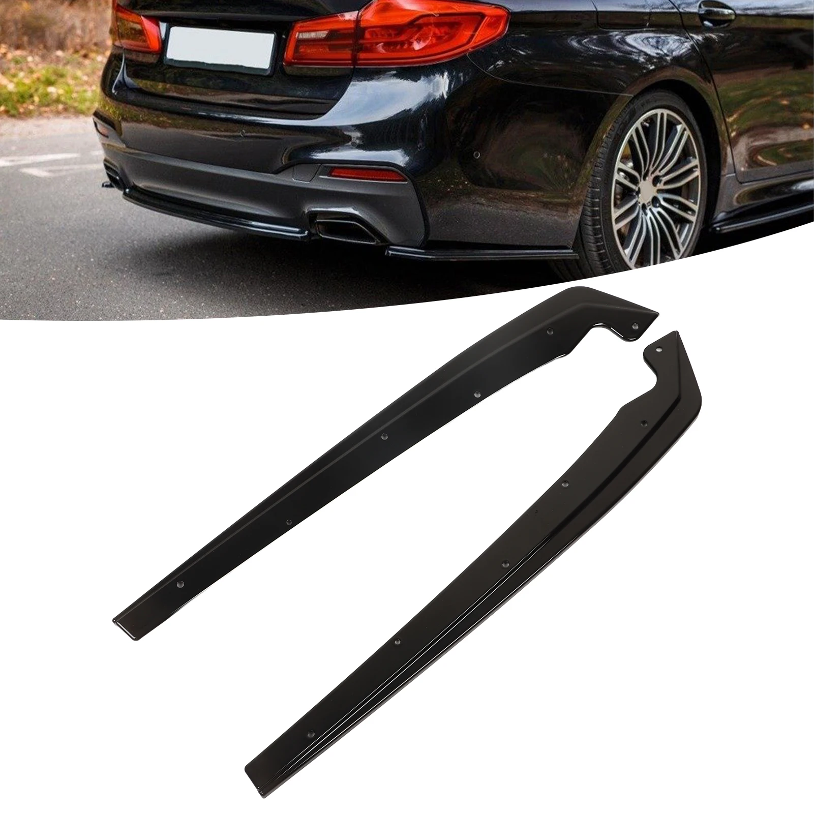 Glossy Black Rear Bumper Side Splitters Flaps for 5 Series G30 G31 M Sport 2017 2018 2019 2020 2021 2022 Car Accessories