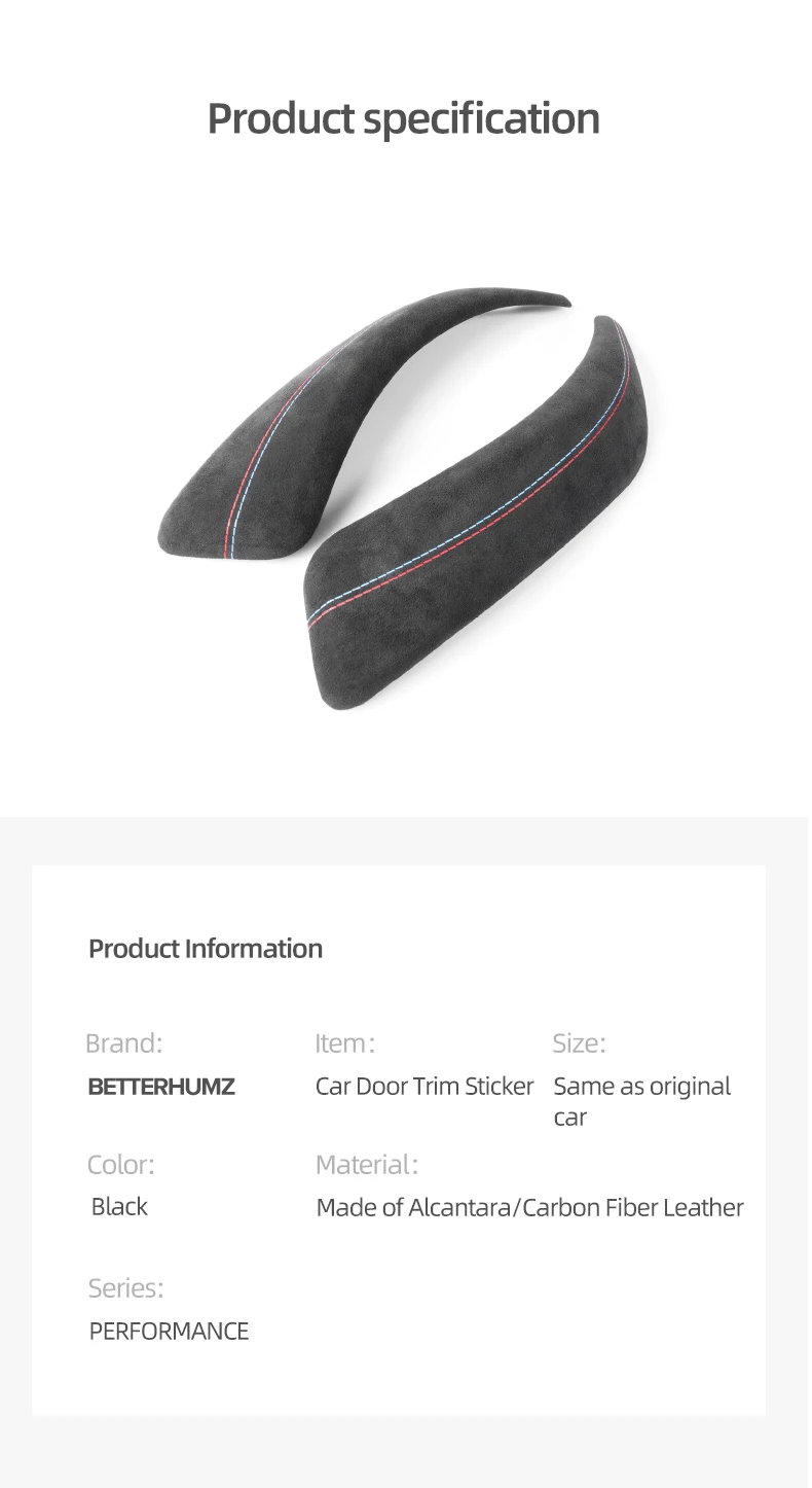 Made of Alcantara Wrap For BMW F20 Series 1 Car Interior Door Pull Handle Strip Armrest Panel Trim Covers Tuning Accessories