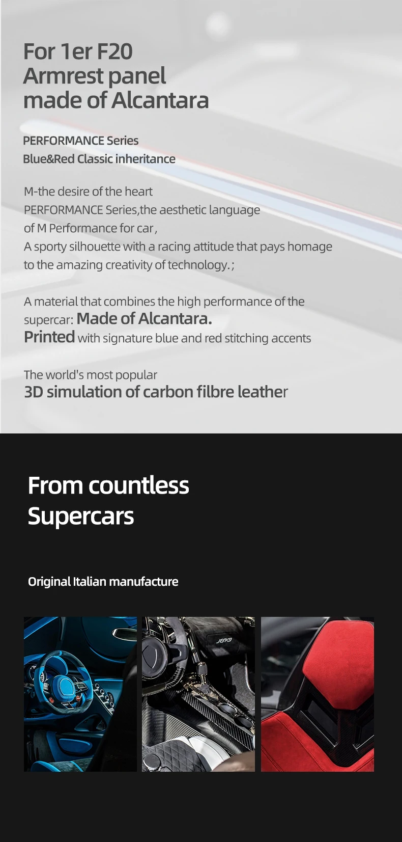Made of Alcantara Wrap For BMW F20 Series 1 Car Interior Door Pull Handle Strip Armrest Panel Trim Covers Tuning Accessories
