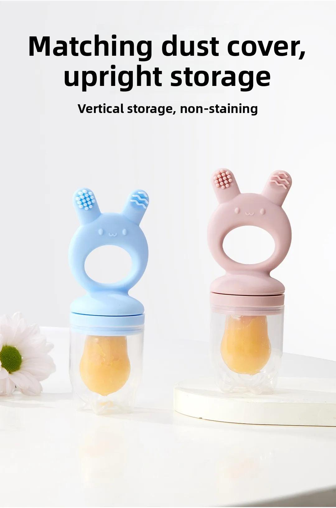 2pcs/set Baby Cartoon Food Feeder BPA Free Silicone Toddlers Hand Ring Food Supplement Storage Container Ice Cream Grid Mold