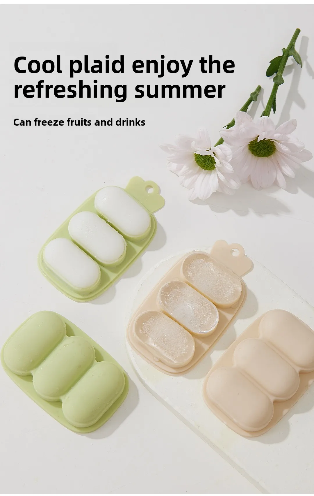 2pcs/set Baby Cartoon Food Feeder BPA Free Silicone Toddlers Hand Ring Food Supplement Storage Container Ice Cream Grid Mold