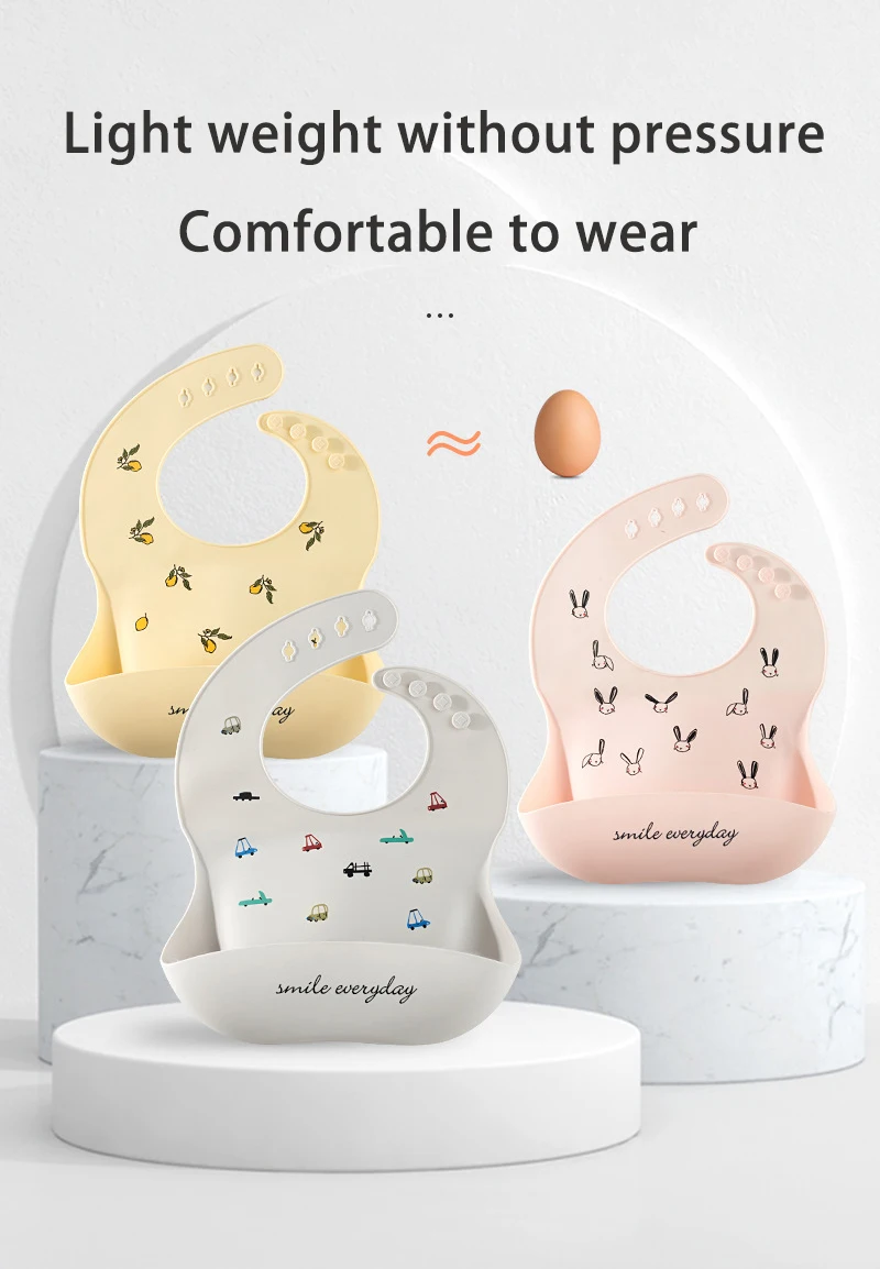 Waterproof Baby Bibs For Baby Kid Soft Silicone Feeding Bib Summer Baby Stuff Feeding Cartoon Print Girl Boy Bibs Burp Cloths