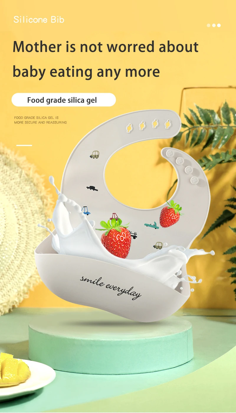 Waterproof Baby Bibs For Baby Kid Soft Silicone Feeding Bib Summer Baby Stuff Feeding Cartoon Print Girl Boy Bibs Burp Cloths