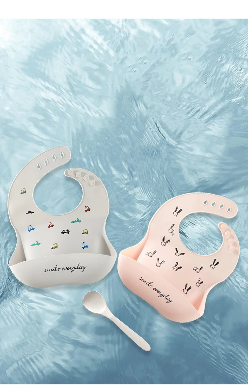 Waterproof Baby Bibs For Baby Kid Soft Silicone Feeding Bib Summer Baby Stuff Feeding Cartoon Print Girl Boy Bibs Burp Cloths