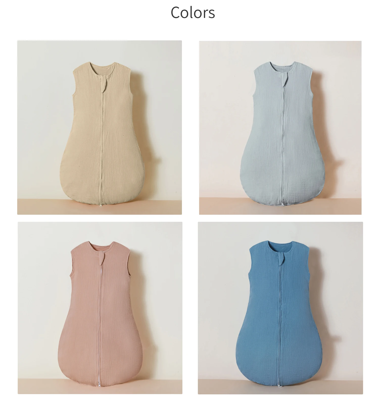 Baby Sleeping Blanket Newborn Swaddle Sleeveless Sleep Sack Summer Thin Premium Muslin Cotton Soft 2-Ways Zipper Easy Diaper Cha