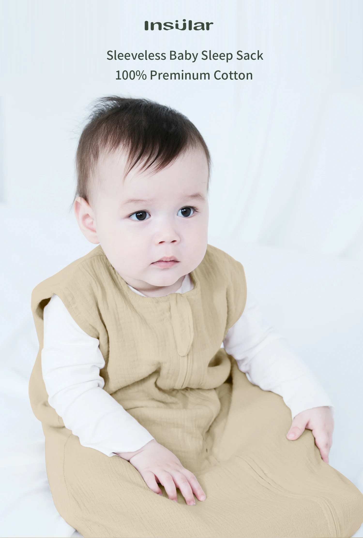 Baby Sleeping Blanket Newborn Swaddle Sleeveless Sleep Sack Summer Thin Premium Muslin Cotton Soft 2-Ways Zipper Easy Diaper Cha